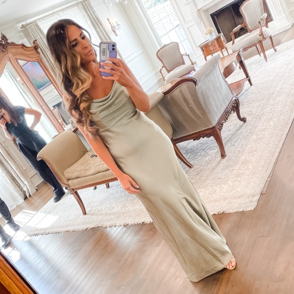 Revelry Dresses Revelry Skye Satin Dress Silver Sage Poshmark